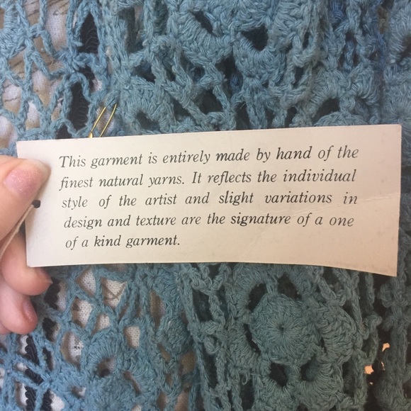 Silhouettes Handknit crochet 1X dress teal silk - Picture 6 of 7